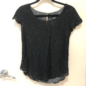 Aritzia Talula Betsey Lace Blouse Black XS